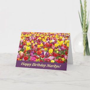 Happy Birthday Personalized Name card Tulip Flower