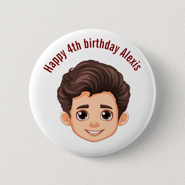 Happy Birthday Personalized Name  Face Pin  (Front)