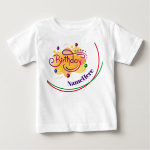 Happy Birthday Personalized Name Modern Gift For Baby T-Shirt