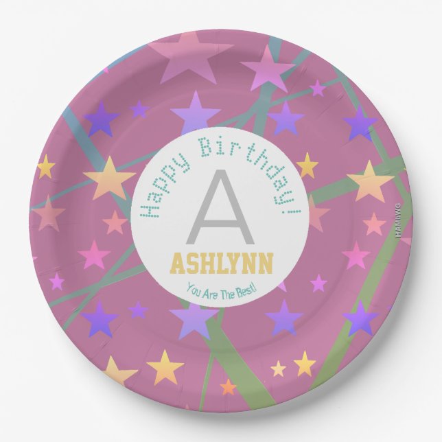 Happy Birthday Personalized Paper Plate HAMbyWG (Front)