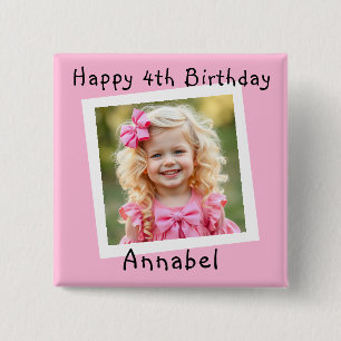 Happy Birthday Personalized Photo 2 Inch Square Button