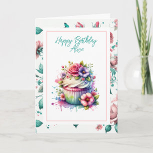 Happy Birthday Personalized Shabby Chic Floral Card