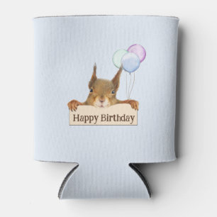 Happy Birthday Personalized Squirrel Balloon Can Cooler