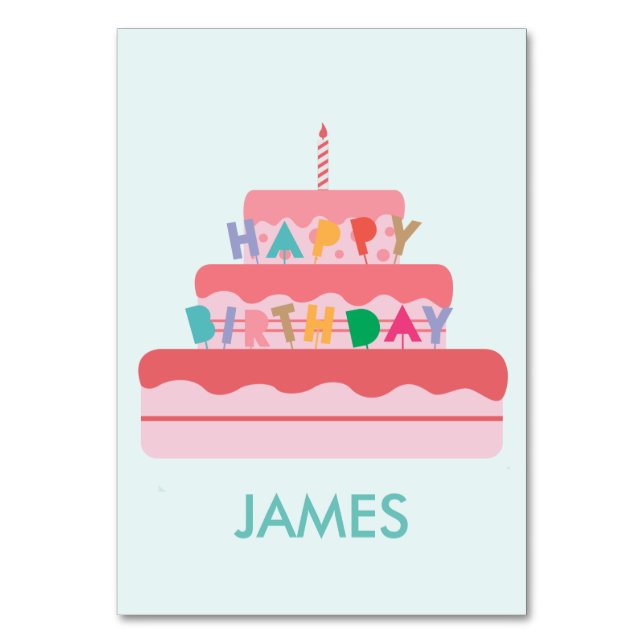 Happy Birthday Personalized Table Card (Front)