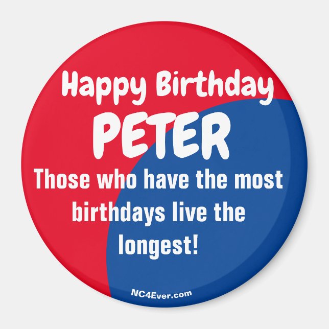Happy Birthday PETER red/blue magnet (Front)