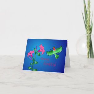 Happy Birthday Petunia with Hummingbird Card