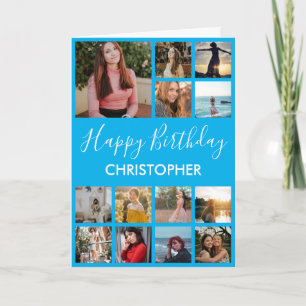 Happy Birthday Photo Collage 13 Photos Blue Card