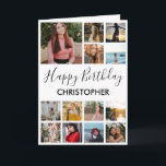 Happy Birthday Photo Collage 13 Photos for Any Age Card<br><div class="desc">Happy Birthday Photo Collage 13 Photos for Any Age Birthday Card. 1st 13th 15th 16th 18th 20th 21st 30th 40th 50th 60th 70th 80th 90th 100th,  Any Ages. For further customization,  please click the "Customize it" button and use our design tool to modify this template.</div>