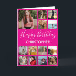 Happy Birthday Photo Collage 13 Photos Hot Pink Card<br><div class="desc">Happy Birthday Photo Collage 13 Photos for Any Age Hot Pink and White Birthday Card. 1st 13th 15th 16th 18th 20th 21st 30th 40th 50th 60th 70th 80th 90th 100th,  Any Ages. For further customization,  please click the "Customize it" button and use our design tool to modify this template.</div>