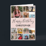 Happy Birthday Photo Collage 13 Photos Pink Black Card<br><div class="desc">Happy Birthday Photo Collage 13 Photos for Any Age Pink and Black Birthday Card. 1st 13th 15th 16th 18th 20th 21st 30th 40th 50th 60th 70th 80th 90th 100th,  Any Ages. For further customization,  please click the "Customize it" button and use our design tool to modify this template.</div>