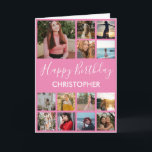 Happy Birthday Photo Collage 13 Photos Pink Card<br><div class="desc">Happy Birthday Photo Collage 13 Photos for Any Age Pink and White Birthday Card. 1st 13th 15th 16th 18th 20th 21st 30th 40th 50th 60th 70th 80th 90th 100th,  Any Ages. For further customization,  please click the "Customize it" button and use our design tool to modify this template.</div>