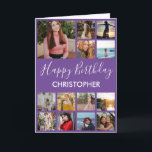 Happy Birthday Photo Collage 13 Photos Purple Card<br><div class="desc">Happy Birthday Photo Collage 13 Photos for Any Age Purple and White Birthday Card. 1st 13th 15th 16th 18th 20th 21st 30th 40th 50th 60th 70th 80th 90th 100th,  Any Ages. For further customization,  please click the "Customize it" button and use our design tool to modify this template.</div>