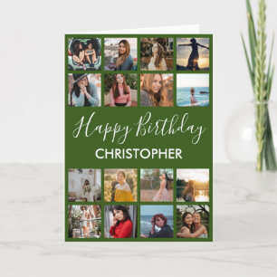 Happy Birthday Photo Collage 16 Photos Green Card