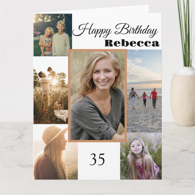 Happy Birthday Photo Collage Any Age Card (Front)