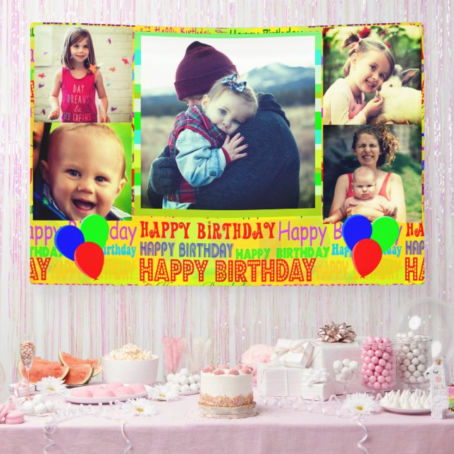 Happy birthday photo collage banner  (Party)