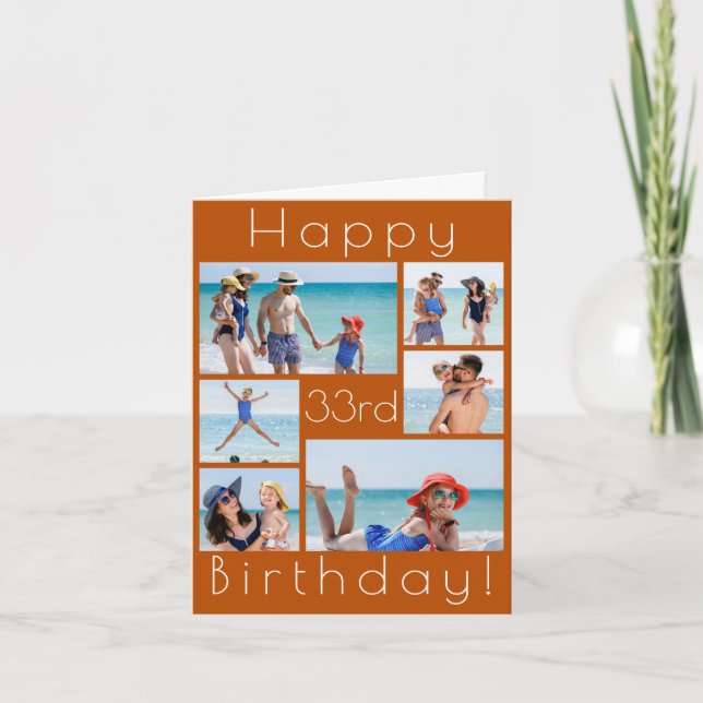 Happy Birthday Photo Collage Card – Custom Age Gro (Front)