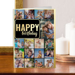 Happy Birthday Photo Collage with 17 Pictures Gold Foil Greeting Card<br><div class="desc">Say Happy Birthday with a luxury gold foil Photo Collage Card with custom pictures and personalized birthday greeting inside. The photo template is set up to create a cool photo collage with 17 of your favourite photos, displayed as 16 square and 1 vertical portrait pics. If you have any problems...</div>