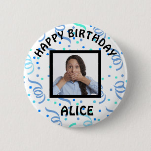 Happy Birthday Photo Confetti 2 Inch Round Button