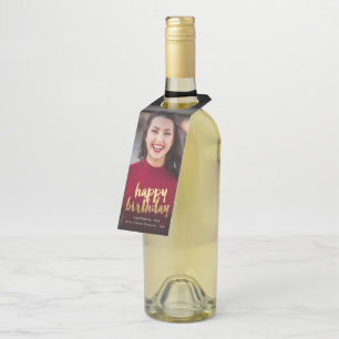 Happy Birthday Photo Custom Bottle Tag