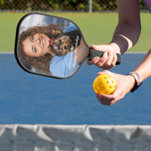 Happy Birthday Photo Family Personalize Pickleball Paddle