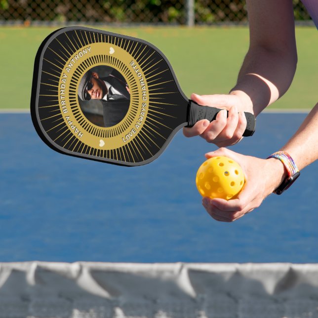 Happy Birthday Photo Him Her Elegant Personalize Pickleball Paddle (Insitu)