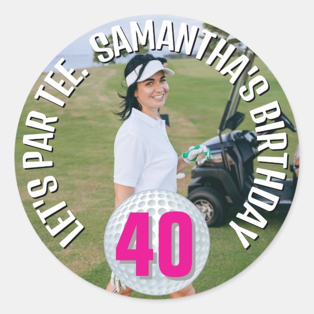 Happy Birthday photo lady  Classic Round Sticker (Front)