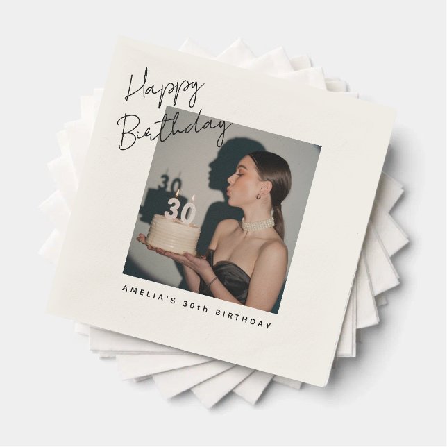 Happy Birthday Photo Personalized birthday Napkin (Creator Uploaded)