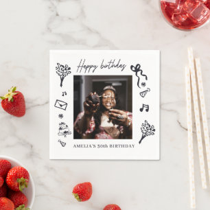 Happy Birthday Photo Personalized birthday Napkins