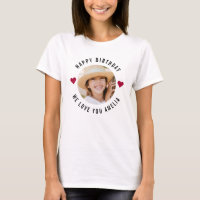 Happy Birthday Photo Trendy Chic Modern Hearts