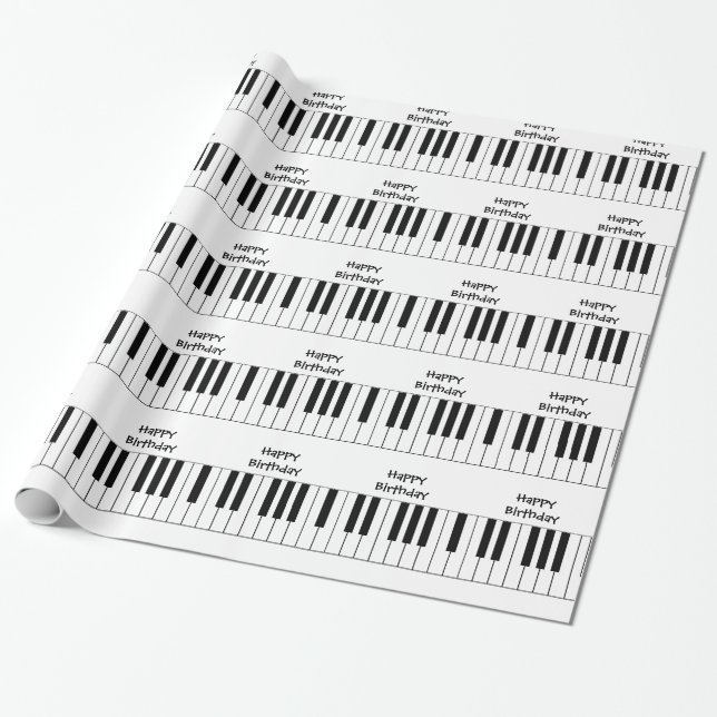 Happy Birthday, piano keys, gift wrap. Wrapping Paper (Unrolled)