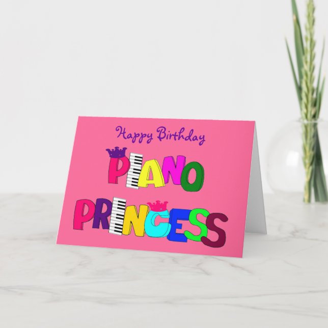 Happy Birthday Piano Princess Card (Front)