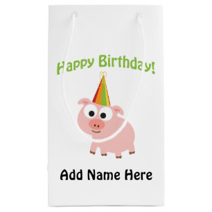 Happy Birthday Pig Small Gift Bag