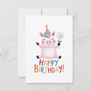 Happy Birthday Piglet with Daisy Thank You Card