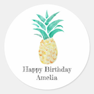 Happy Birthday Pineapple Tropical Party Stickers