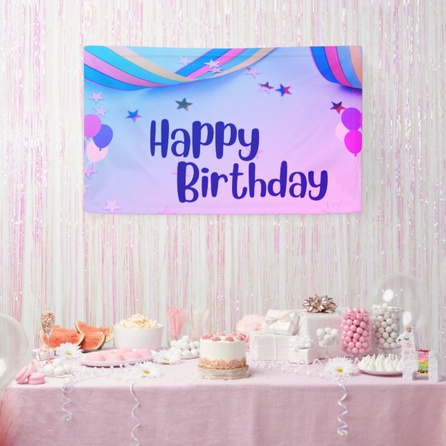 Happy Birthday Pink and Blue Banner (Party)