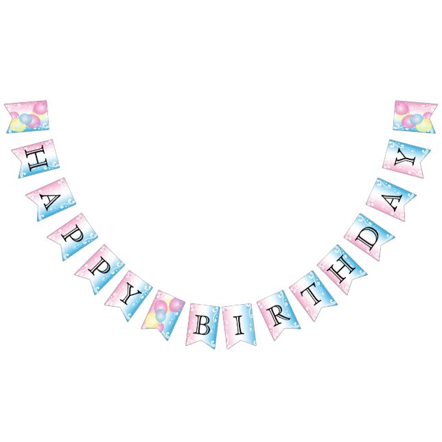 Happy Birthday 🎈 Pink and Blue Bunting Flags (All)