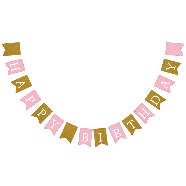 Happy Birthday Pink and Gold Banner (All)