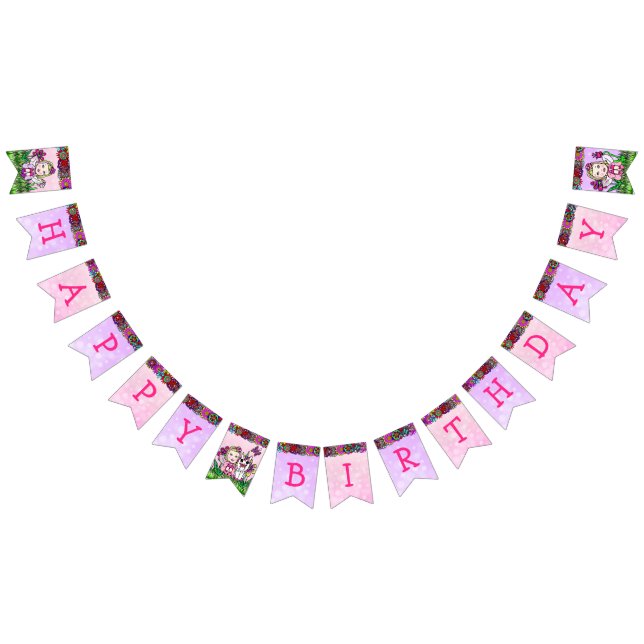 Happy Birthday Pink and Purple Unicorn Fairy Bunting Flags (All)