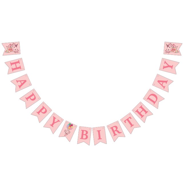 Happy Birthday Pink Axololt for Axololt Party Bunting Flags (All)