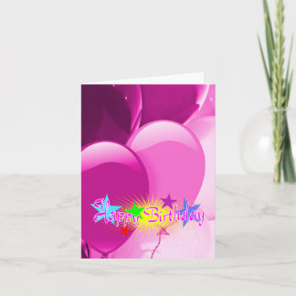 Happy Birthday Pink Balloons Card