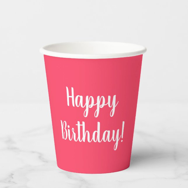 Happy Birthday Pink Birthday Party Paper Cups (Front)