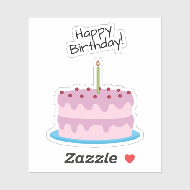 Happy Birthday Pink Cake Contour Sticker (Sheet)