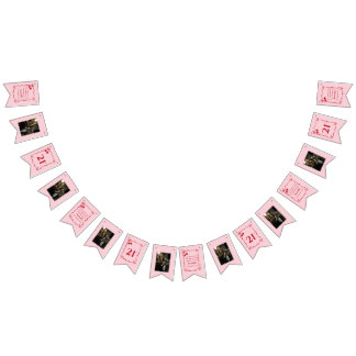 Happy Birthday Pink Cherry Photo Bunting Flags 