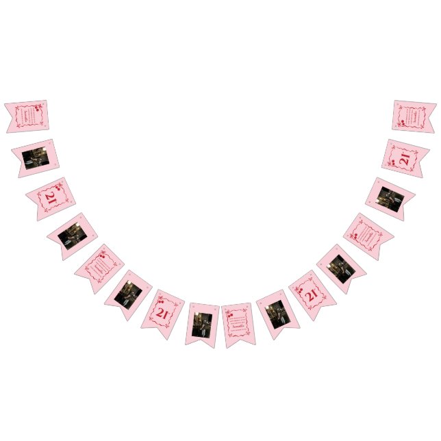 Happy Birthday Pink Cherry Photo Bunting Flags  (All)