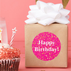 Happy Birthday pink  Classic Round Sticker