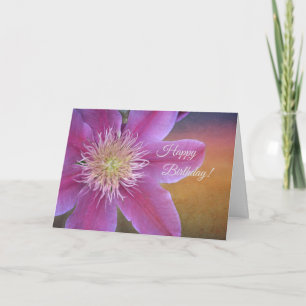 Happy Birthday Pink Clematis Card