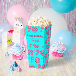 Happy Birthday pink cream doughnuts blue Favor Box