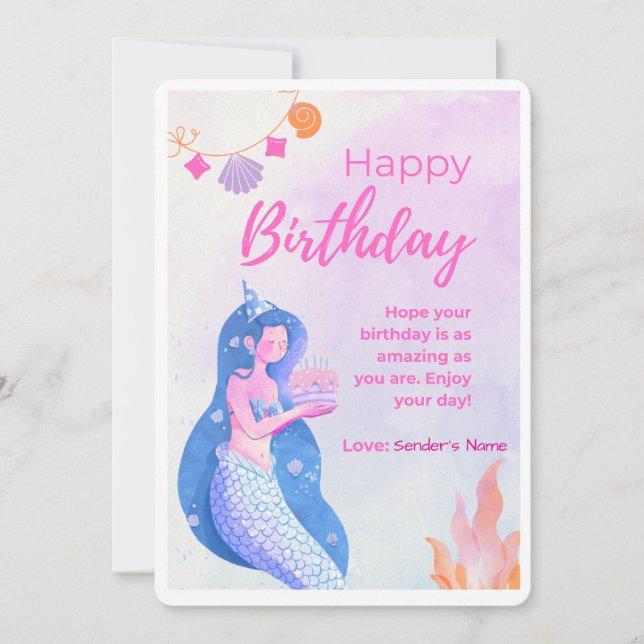Happy Birthday Pink Custom Digital Card (Front)
