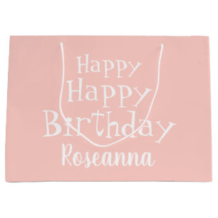 Happy Birthday Pink Custom Large Gift Bag