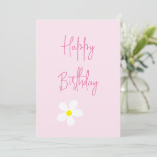 Happy Birthday Pink Daisy Simple Card